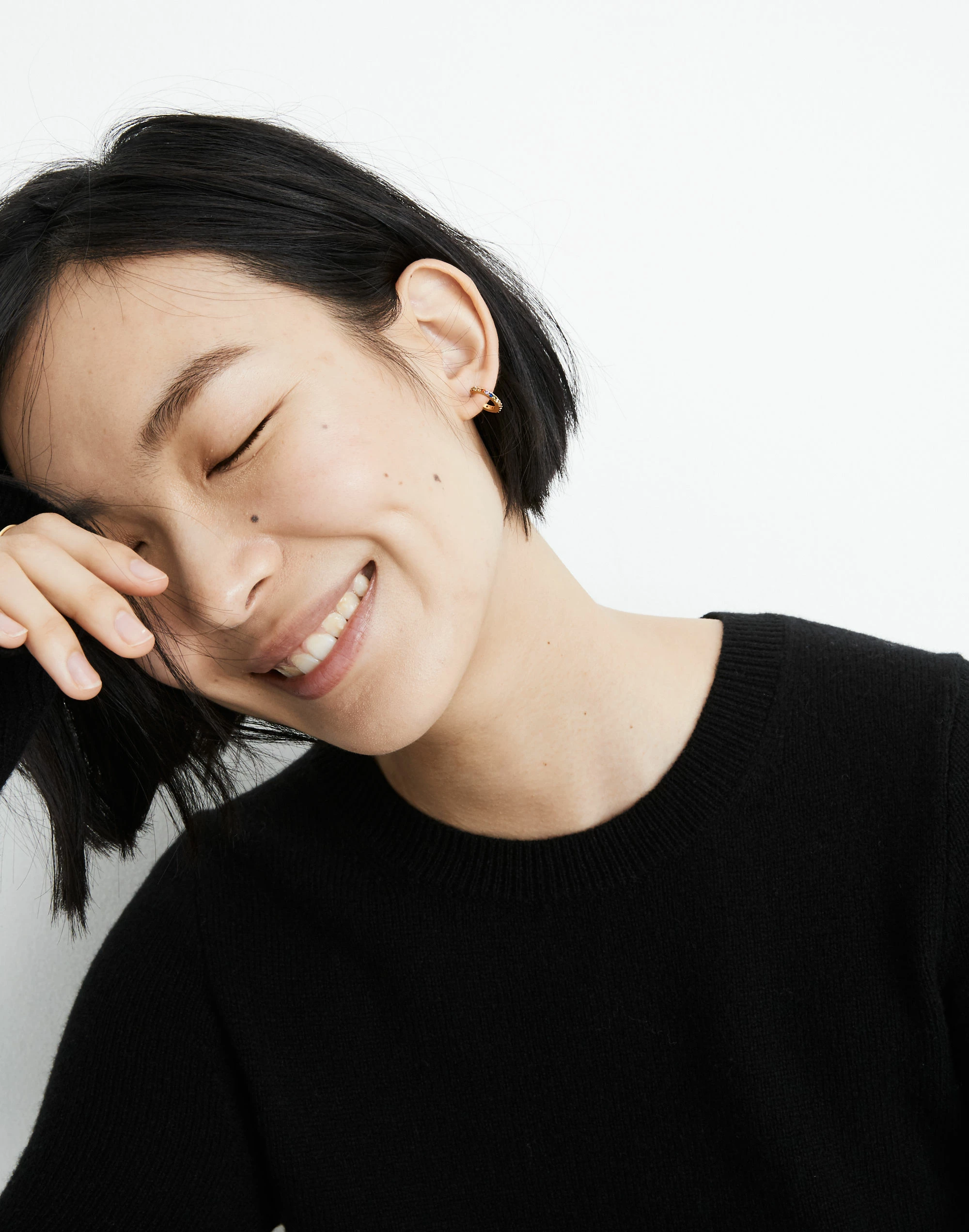 Madewell Sparkle Pavé Huggie Mini Hoop Earrings - Image 2