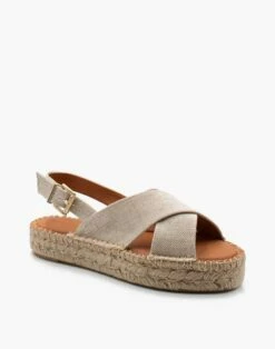 Madewell ALOHAS Linen Crossed Platform Bicolor Espadrille Sandals