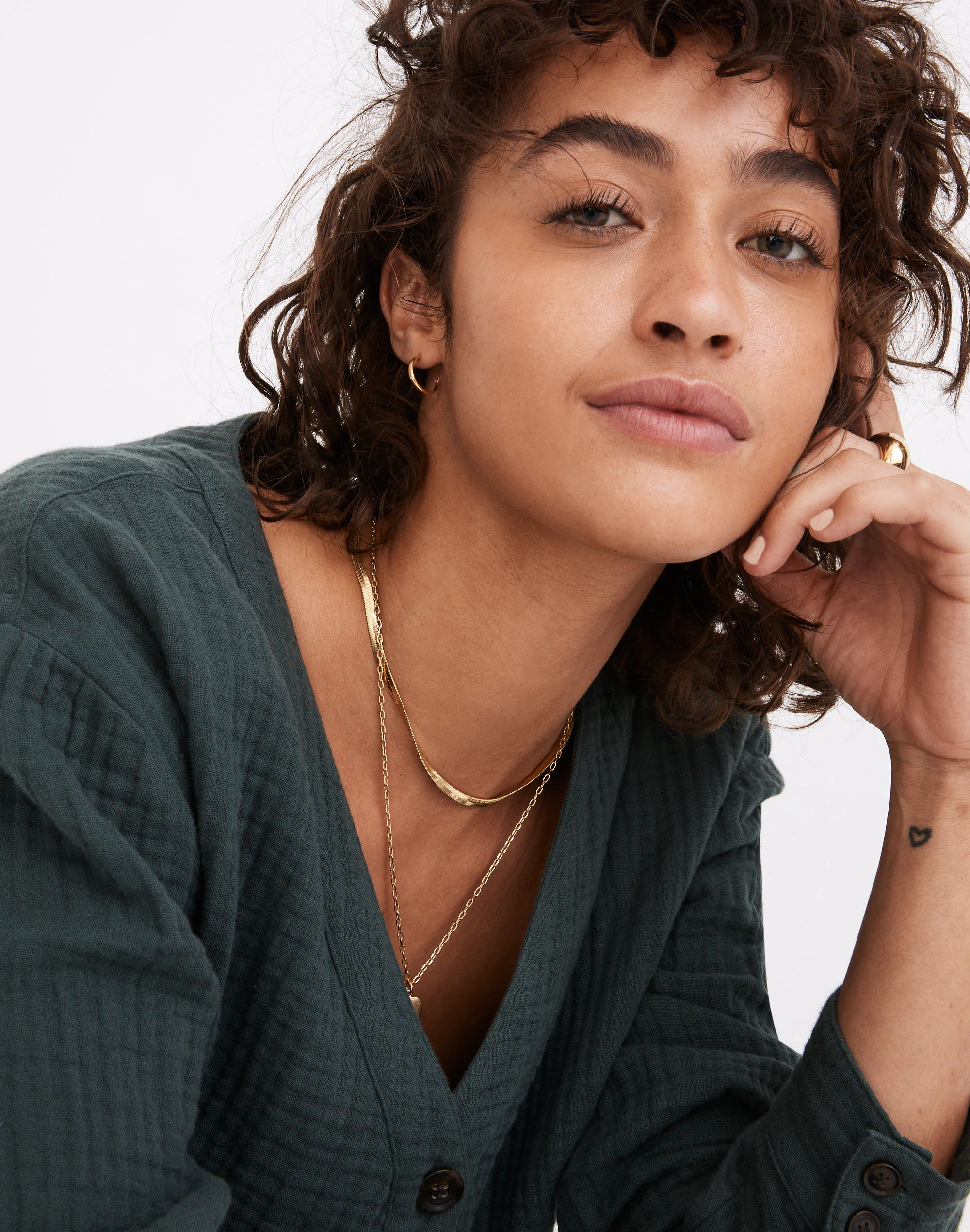 Madewell Delicate Collection Demi-Fine 14k Plated Small Hoop Earrings - Image 2