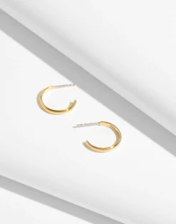 Madewell Delicate Collection Demi-Fine 14k Plated Small Hoop Earrings
