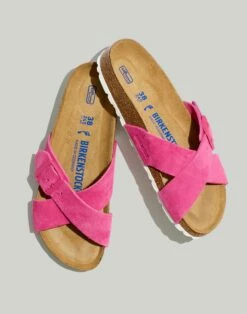 Madewell Birkenstock® Suede Siena Soft Footbed Sandals In Fuchsia Tulip