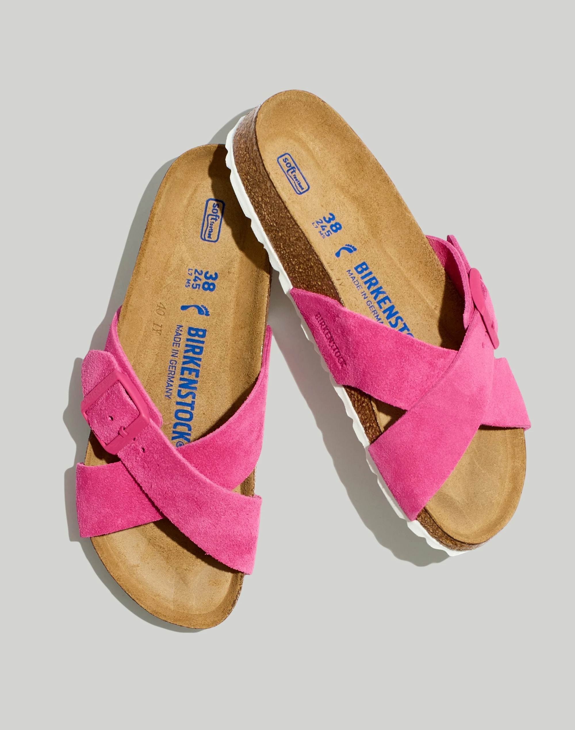 Madewell Birkenstock® Suede Siena Soft Footbed Sandals In Fuchsia Tulip