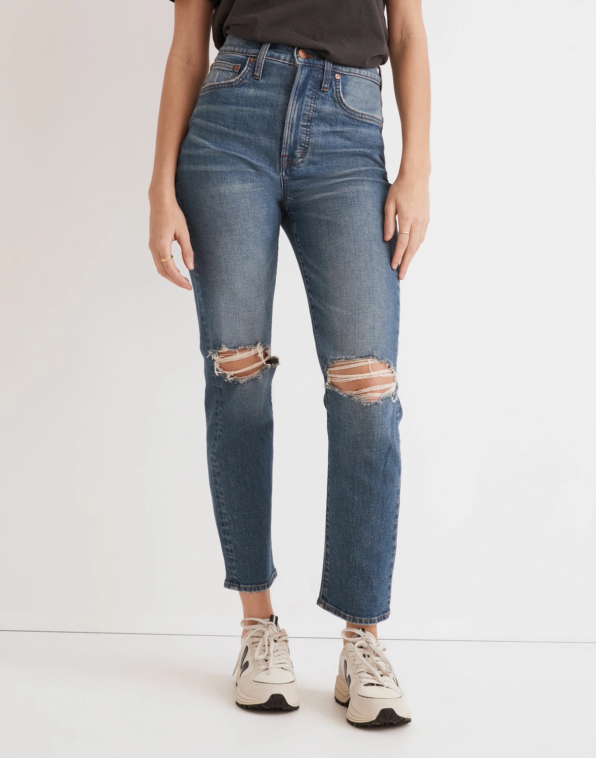 Madewell The Perfect Vintage Crop Jean In Gooding Wash: Knee-Rip Edition - Image 4