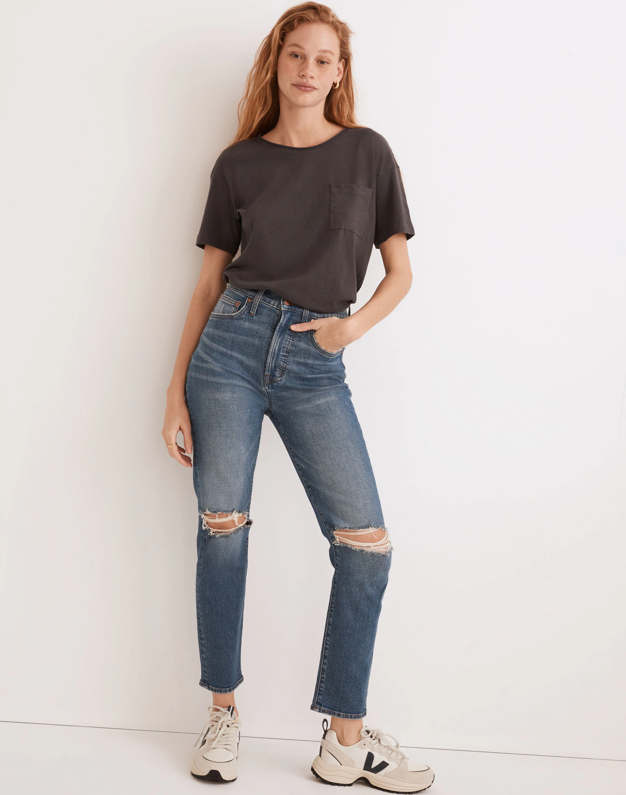 Madewell The Perfect Vintage Crop Jean In Gooding Wash: Knee-Rip Edition
