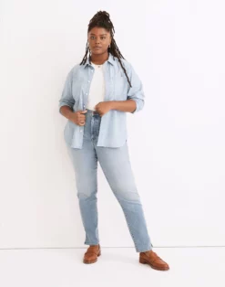 Madewell High-Rise Slim Straight Jeans In Stillwood Wash: Slit-Hem Edition