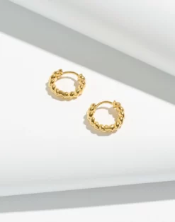 Madewell Delicate Collection Demi-Fine 14k Plated Puffed Huggie Hoop Earrings
