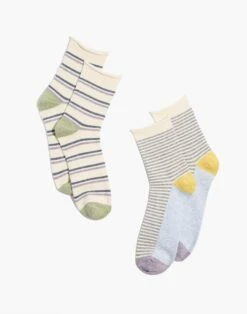 Madewell Two-Pack Earth-Dyed Stripe Ankle Socks