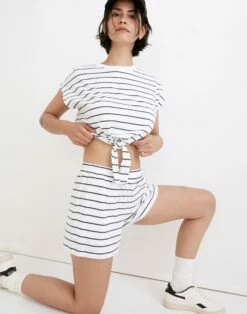 Madewell MWL Pull-On Seamed Shorts In Stripe