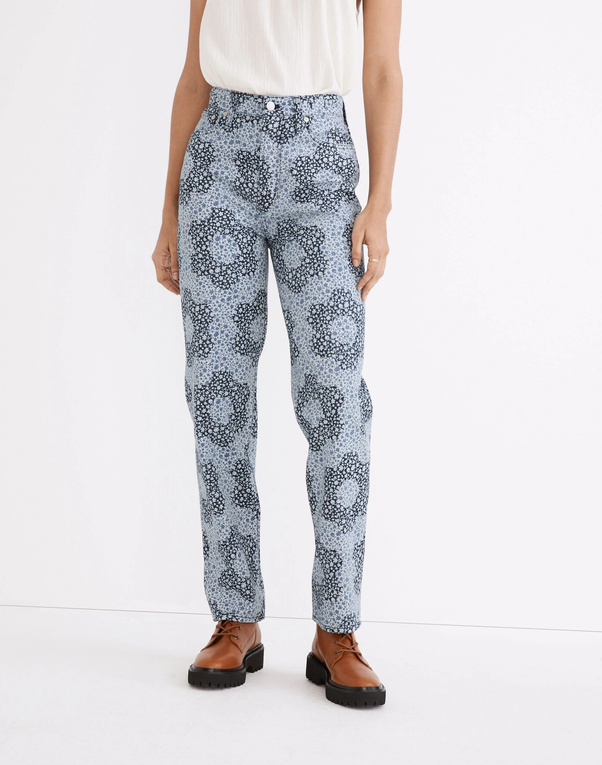 Madewell Baggy Straight Jeans In Quilted Floral - Image 4