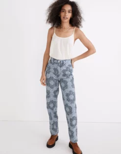 Madewell Baggy Straight Jeans In Quilted Floral