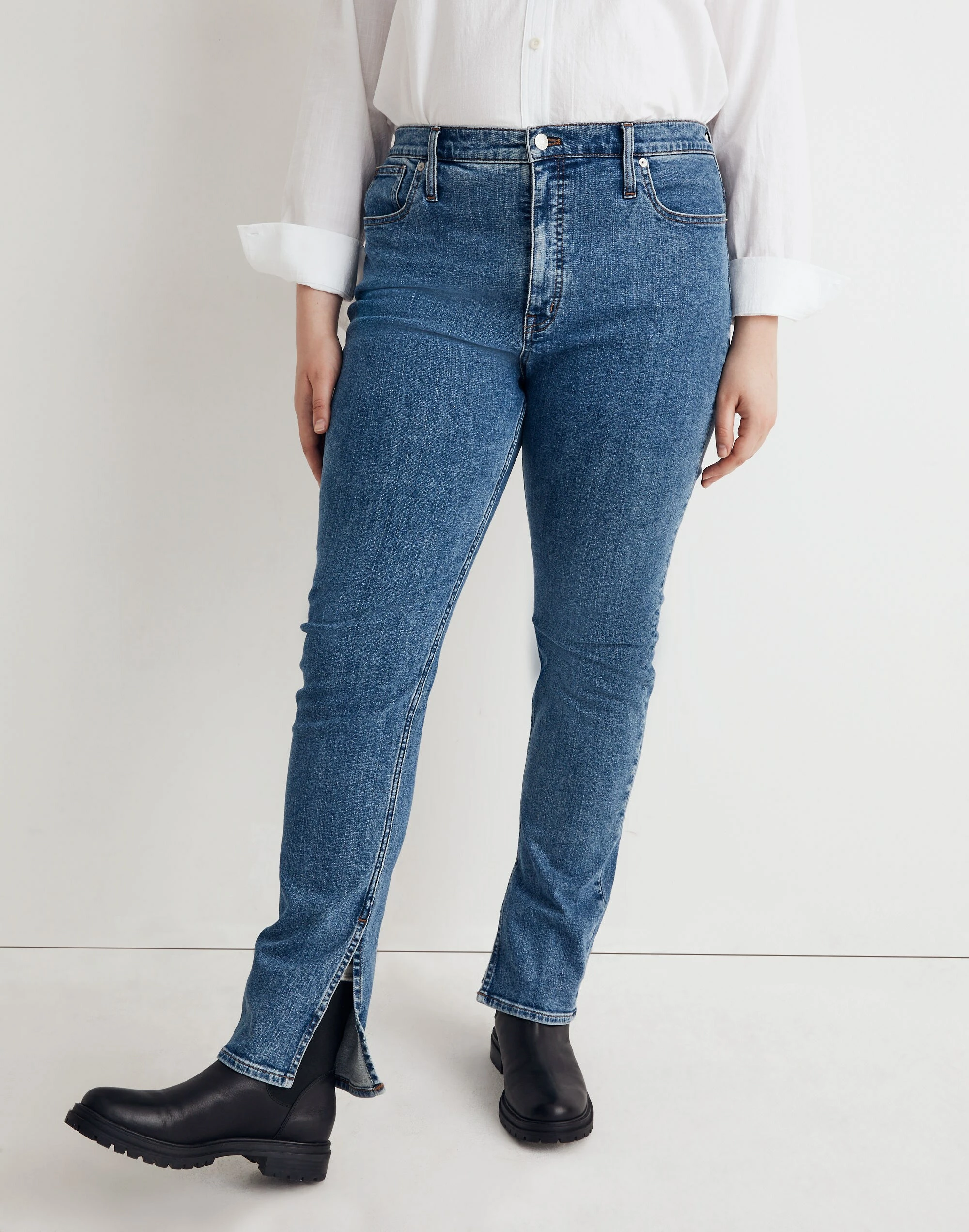 Madewell Mid-Rise Stovepipe Jeans In Knowland Wash: Slit-Hem Edition - Image 4