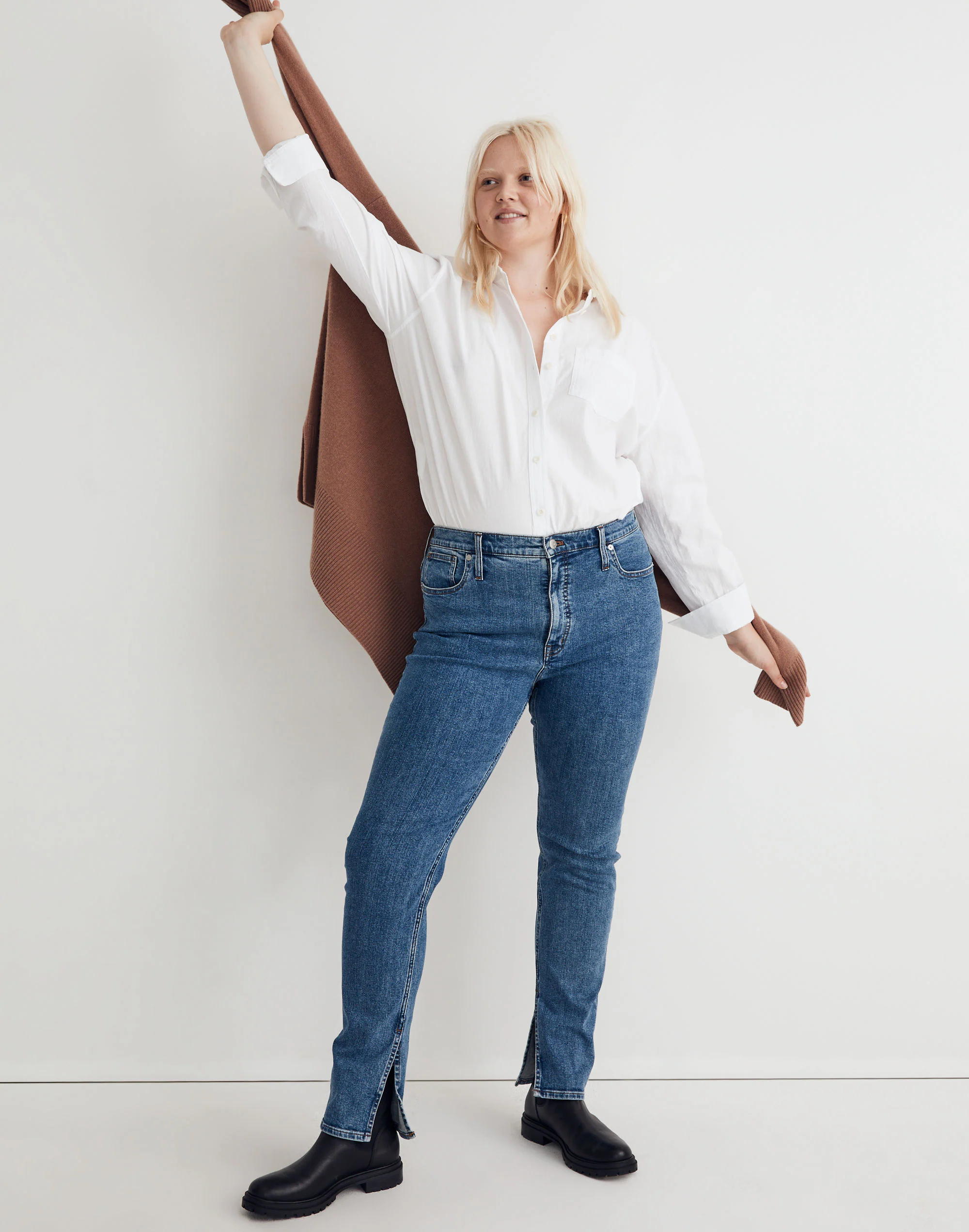 Madewell Mid-Rise Stovepipe Jeans In Knowland Wash: Slit-Hem Edition