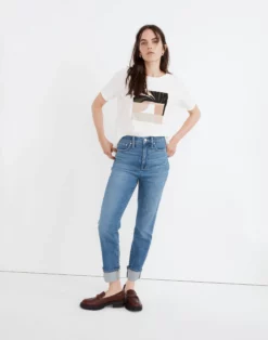 Madewell The Momjean In Leacrest Wash: Cuffed Edition