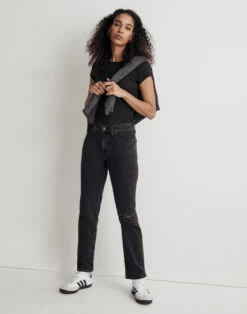 Madewell The Perfect Vintage Straight Jean In Rosella Wash: Ripped Edition