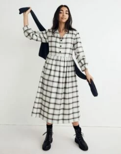 Madewell Flannel Button-Front Midi Dress