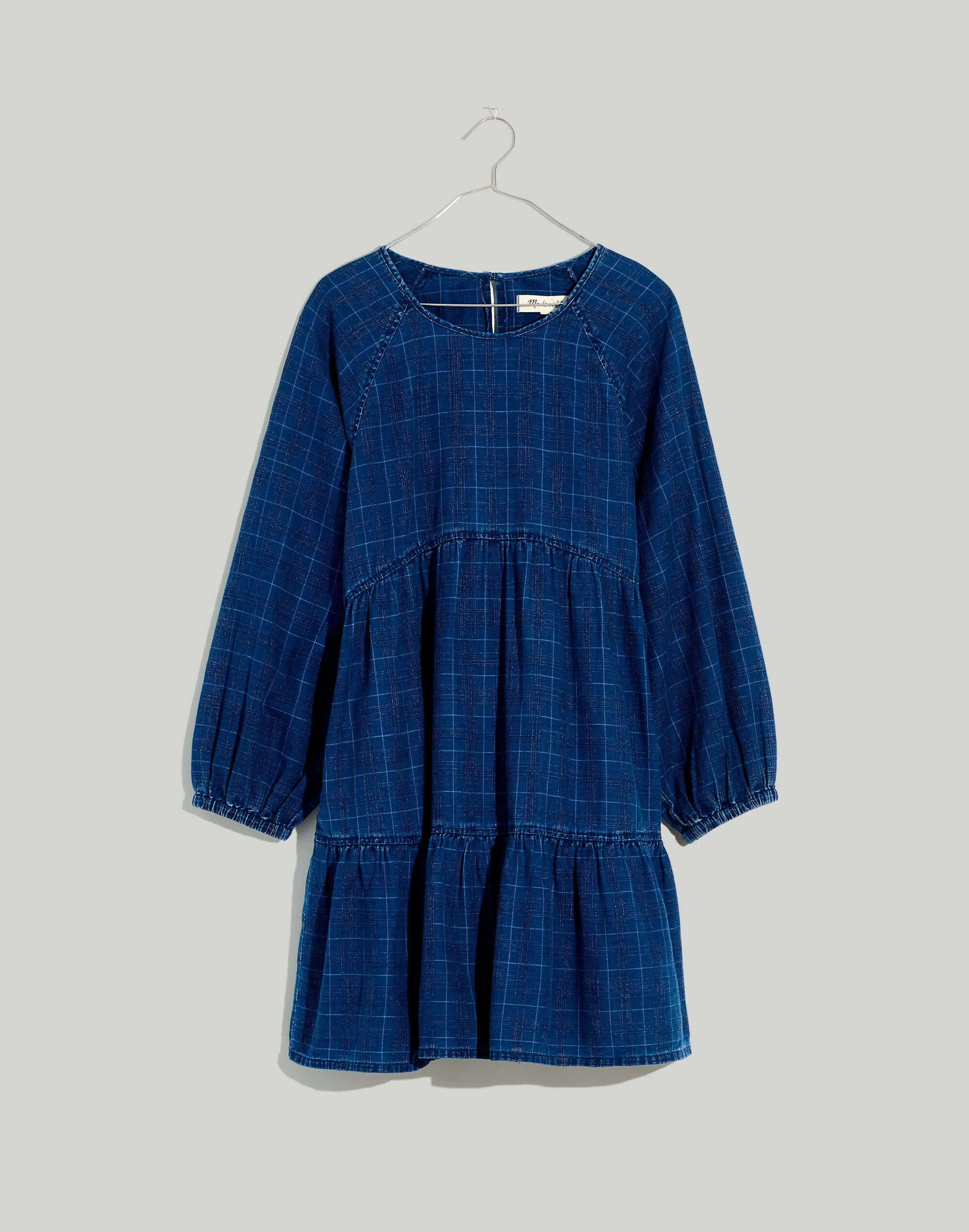 Madewell Windowpane Denim Mini Dress - Image 6