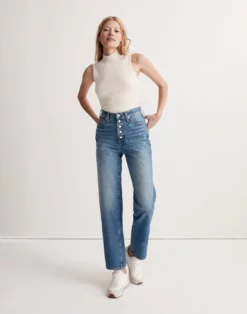 Madewell The Perfect Vintage Straight Jean In Becker Wash: Button-Front Edition