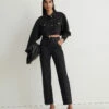 Madewell The Perfect Vintage Wide-Leg Jean In Black Worn Wash: Exposed-Zip Edition