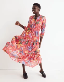 Madewell Banjanan Voile Bazaar Dress In Azalea Floral