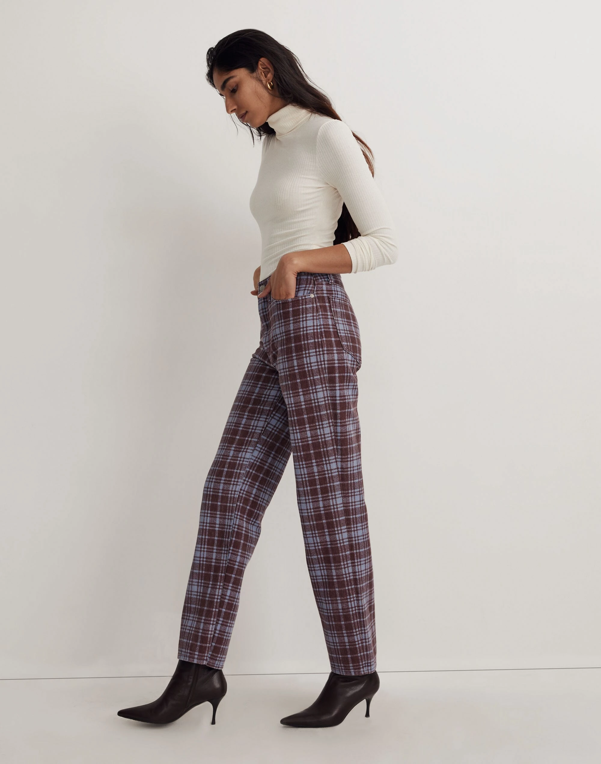 Madewell The Perfect Vintage Straight Jean In Cabernet Plaid - Image 2