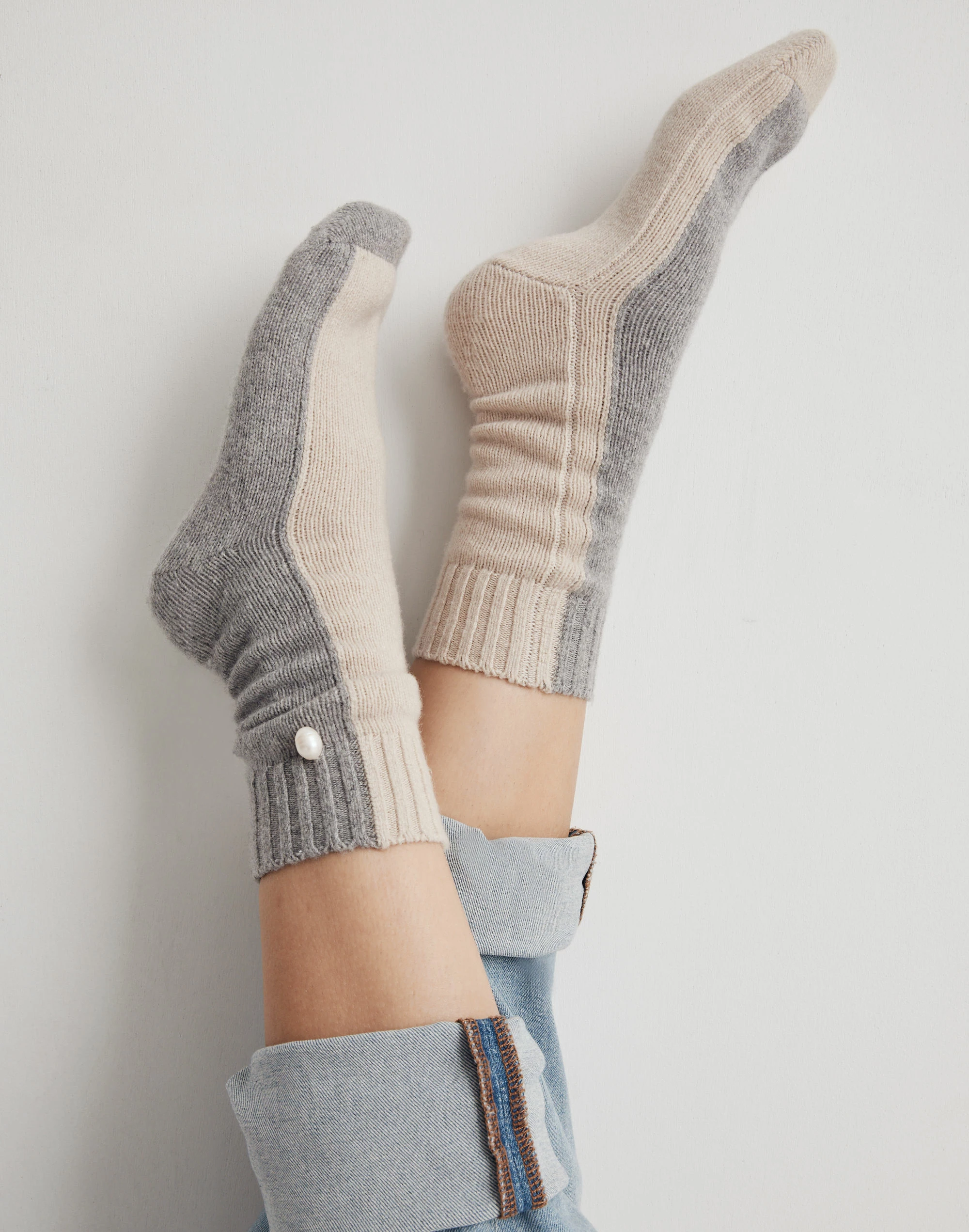 Madewell X Donni Pearl (Re)sourced Cashmere-Merino Colorblock Socks - Image 2