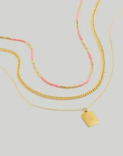 Madewell Three-Piece Freshwater Pearl Seed Bead Necklace Set