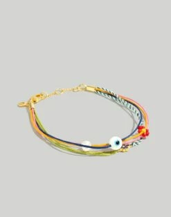 Madewell Four-Strand Enamel Floral Charm Slider Bracelet