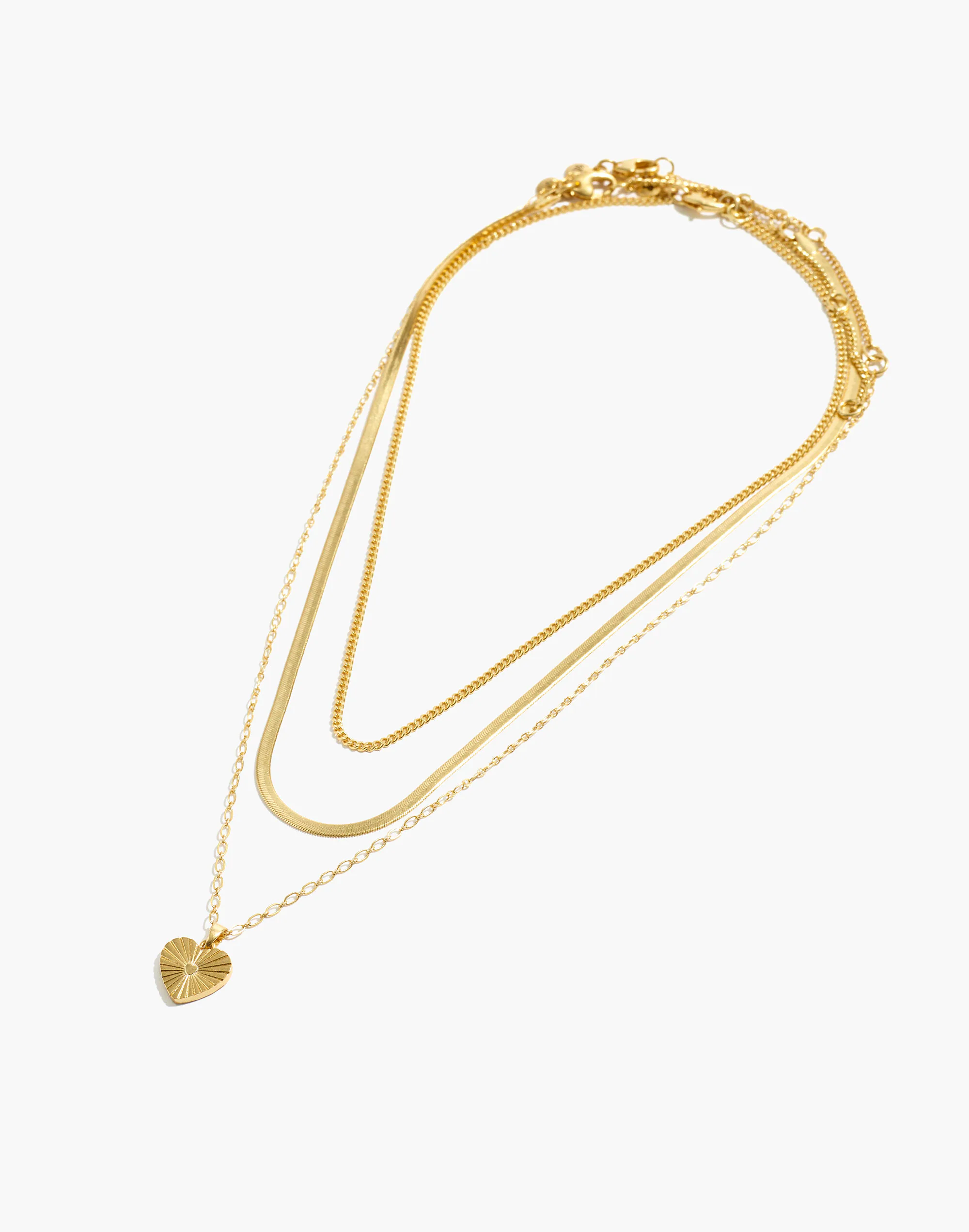 Madewell Three-Piece Etched Heart Necklace Set - Image 2