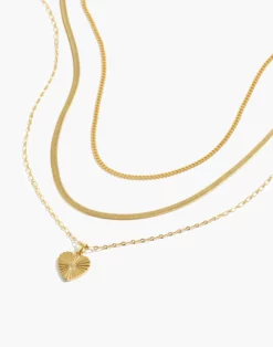 Madewell Three-Piece Etched Heart Necklace Set