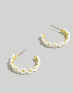Madewell Seed Bead Daisy Hoop Earrings