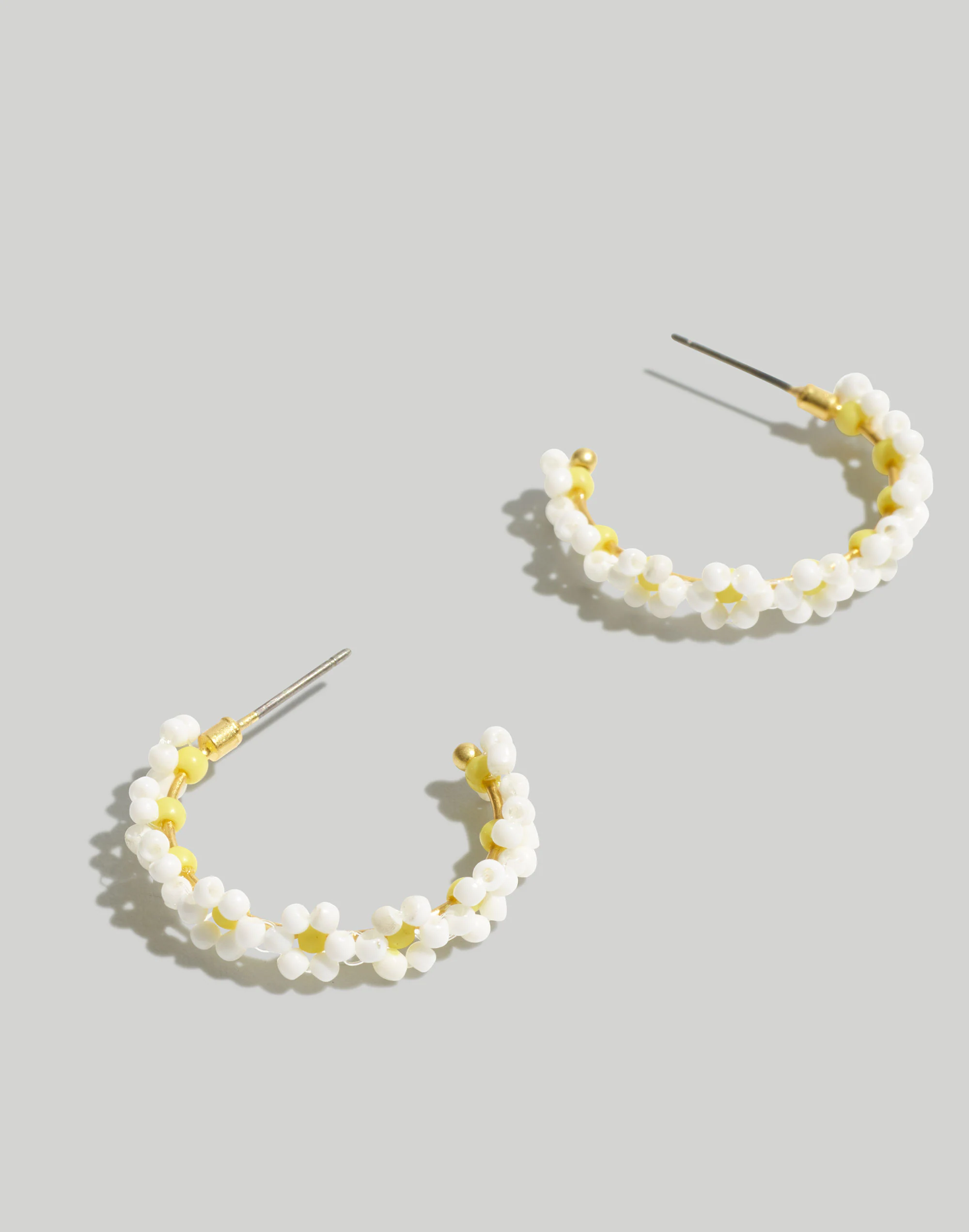 Madewell Seed Bead Daisy Hoop Earrings