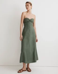 Madewell 100% Linen Cutout Strapless Midi Dress