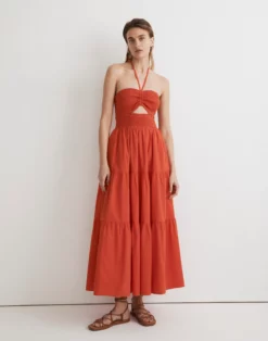 Madewell Poplin Modular Halter Midi Dress