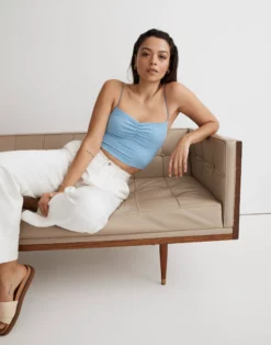 Madewell MWL Flex Sweetheart Crop Tank Top In Gingham