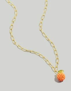 Madewell Orange Beaded Pendant Necklace