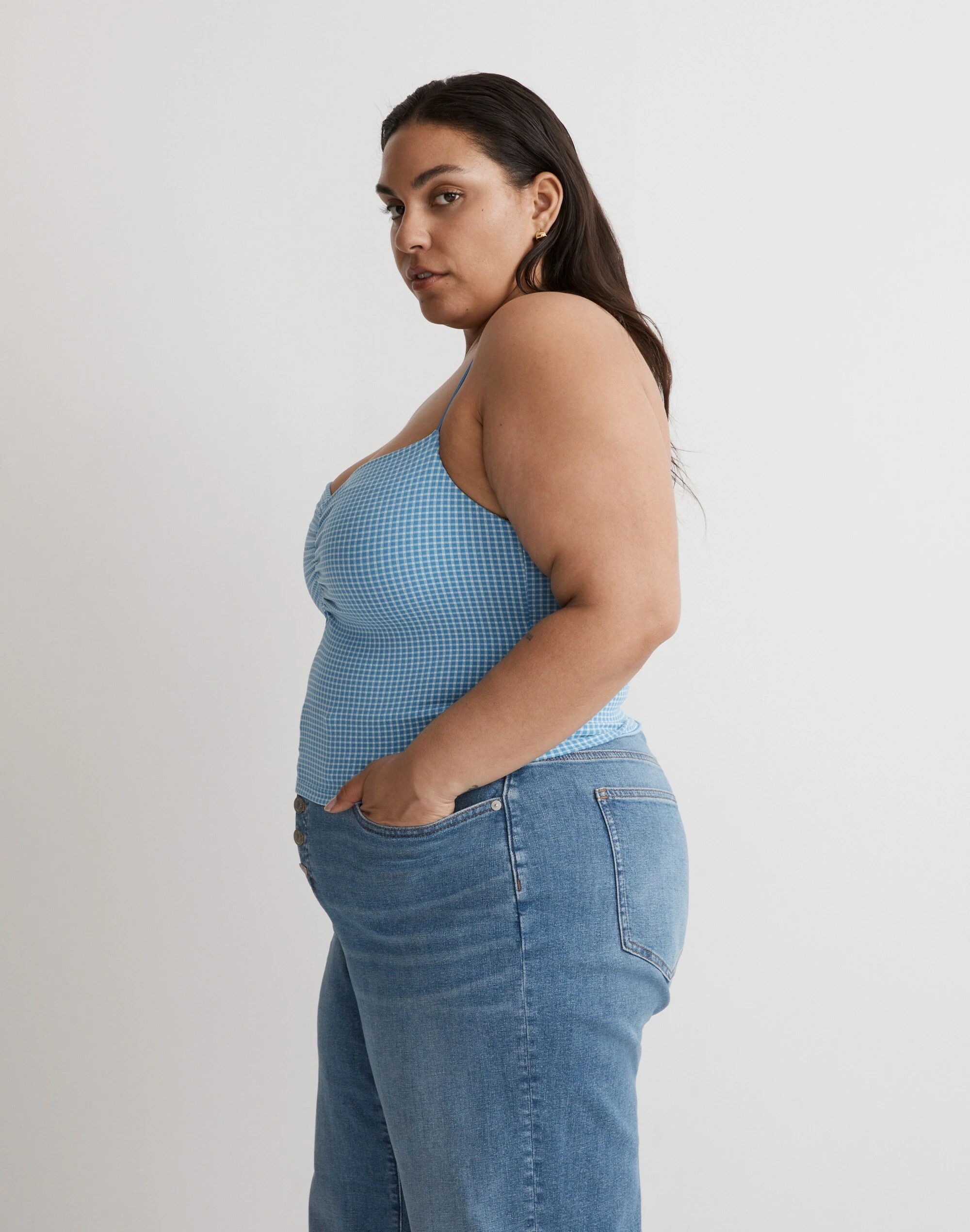 Madewell Plus MWL Flex Sweetheart Crop Tank Top In Gingham - Image 2