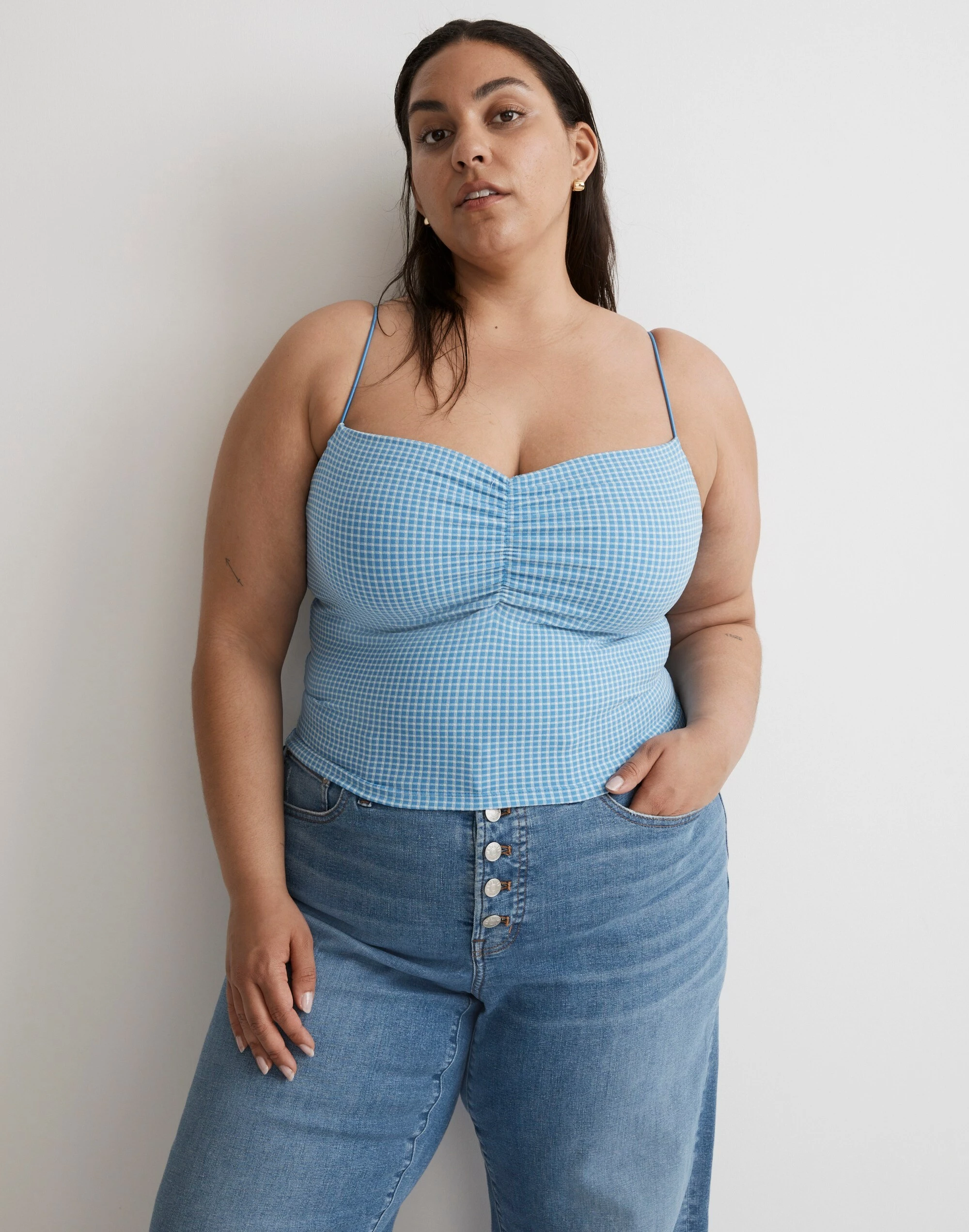 Madewell Plus MWL Flex Sweetheart Crop Tank Top In Gingham - Image 4